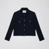 Blouson court à col chemise marine