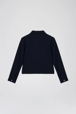 Blouson court à col chemise marine