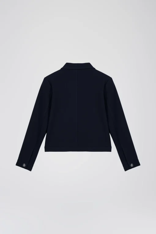 Blouson court à col chemise marine