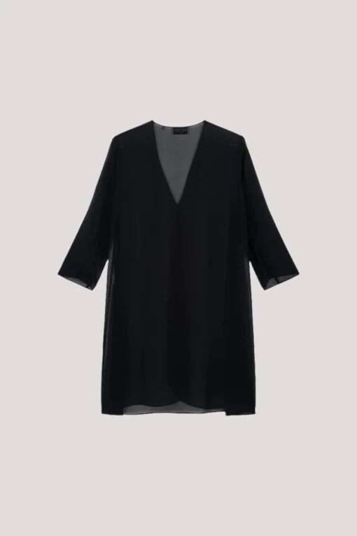 Gilet en mousseline de soie marine