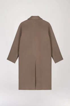 Manteau long brodé taupe moyen