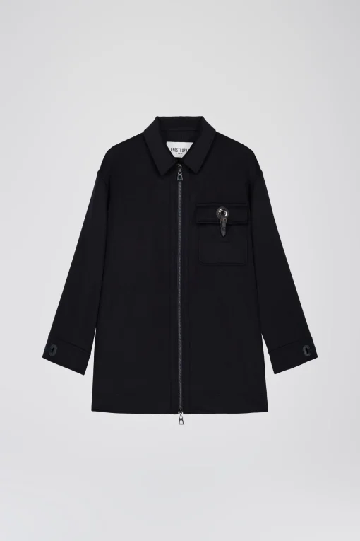 Manteau oversize en cachemire avec détails en cuir