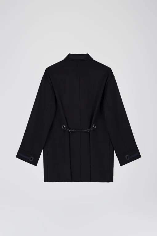 Manteau oversize en cachemire avec détails en cuir