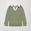 Pull chemise trompe-l'œil kaki