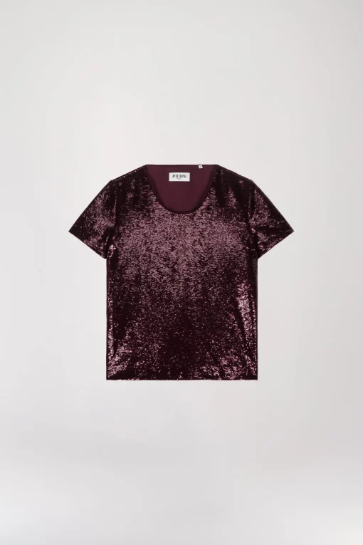 T-shirt à sequins grenat