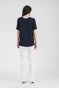 Blouse en soie marine