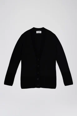 Cardigan long noir à décolleté en v