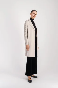 Manteau mi-long côtelé beton