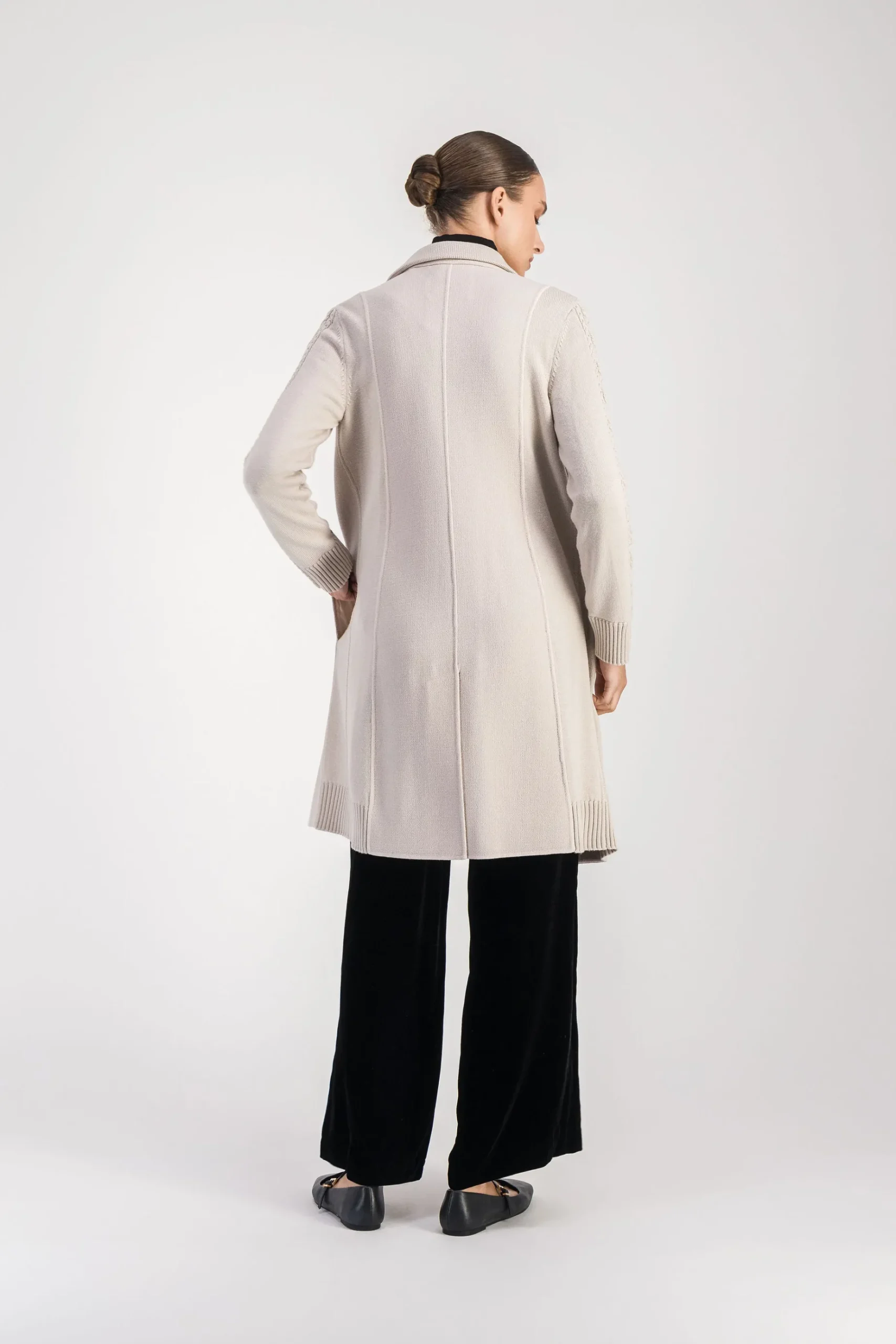 Manteau mi-long côtelé beton