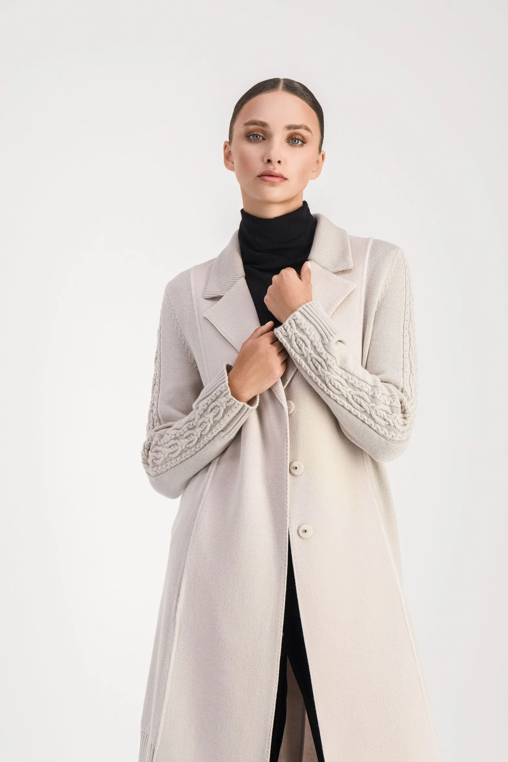 Manteau mi-long côtelé beton