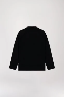 Pull Bi-matière Noir avec Col Chemise