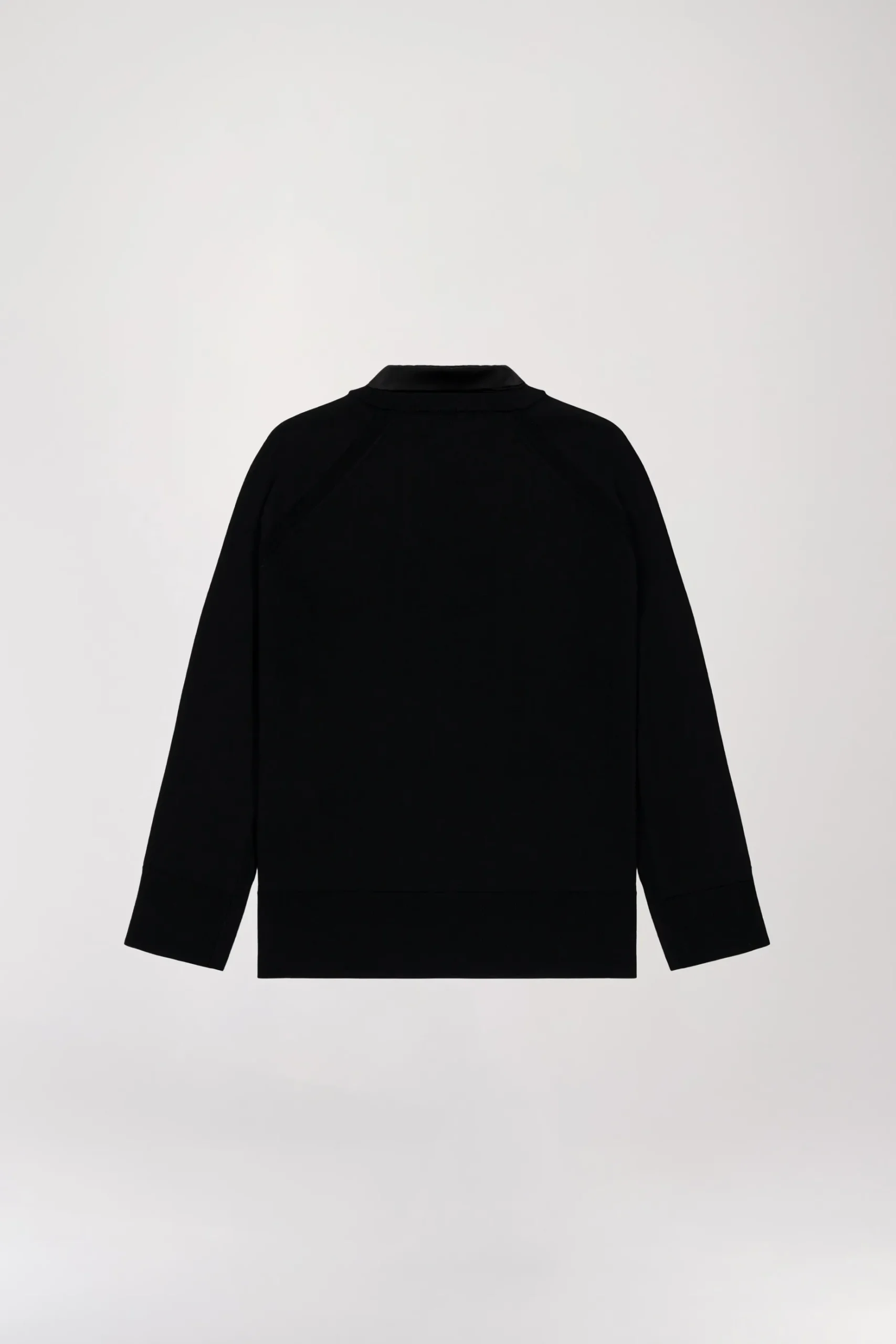 Pull Bi-matière Noir avec Col Chemise