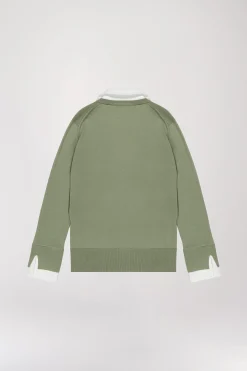 Pull chemise trompe-l'œil kaki