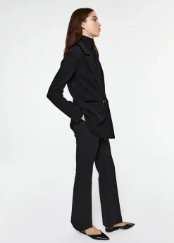 Veste longue croisée en laine noir