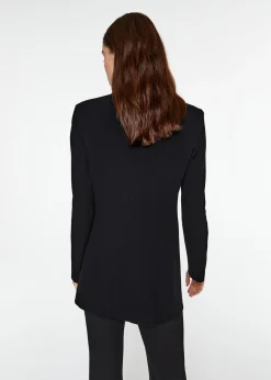 Veste longue croisée en laine noir
