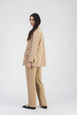 Veste saharienne en soie beige